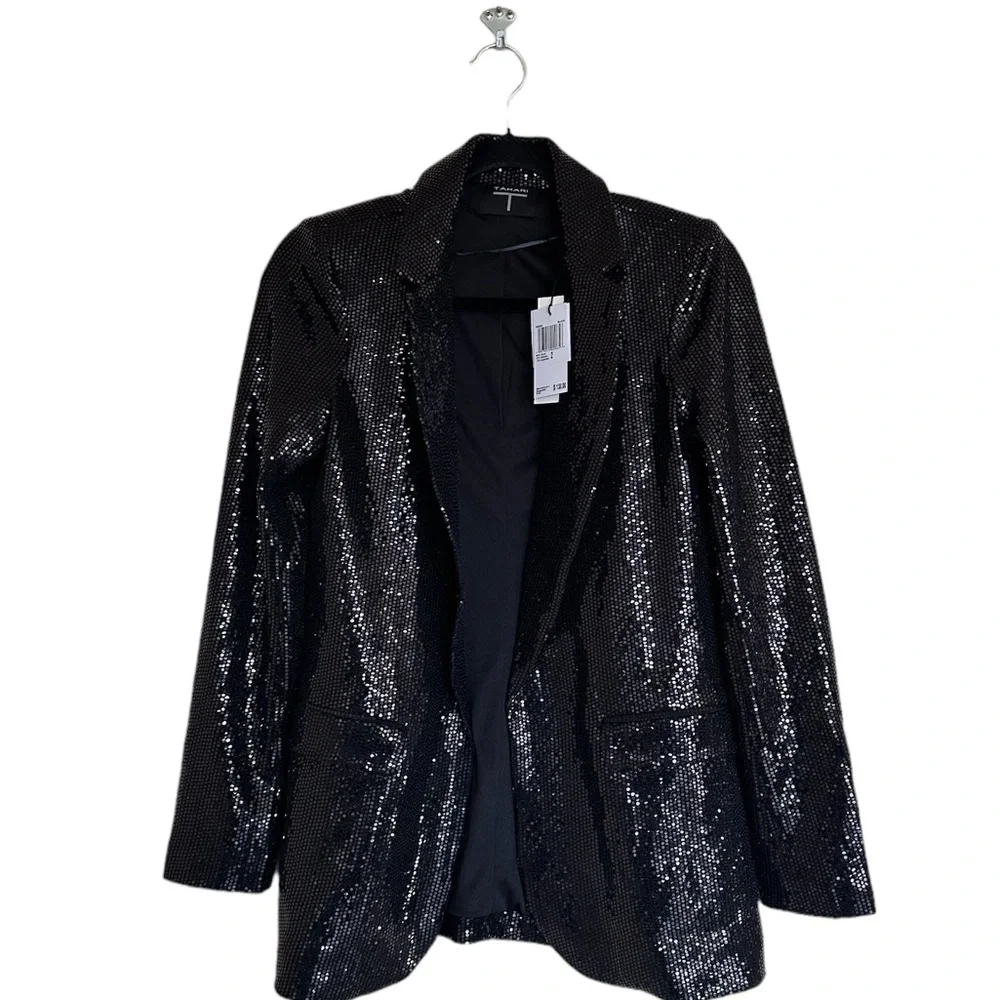 NWT T TAHARI Women's Sequined Open-Front Blazer
